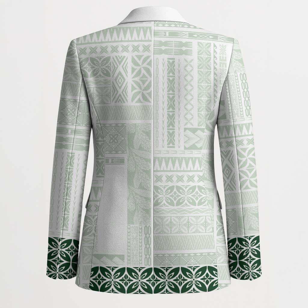 Samoa Siapo Green Trimmed Blazer Samoa White Sunday - Polynesian Pride