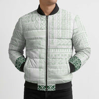 Samoa Siapo Green Trimmed Bomber Puffer Jacket Samoa White Sunday - Polynesian Pride