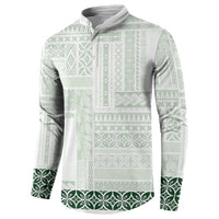 Samoa Siapo Green Trimmed Button Sweatshirt Samoa White Sunday - Polynesian Pride