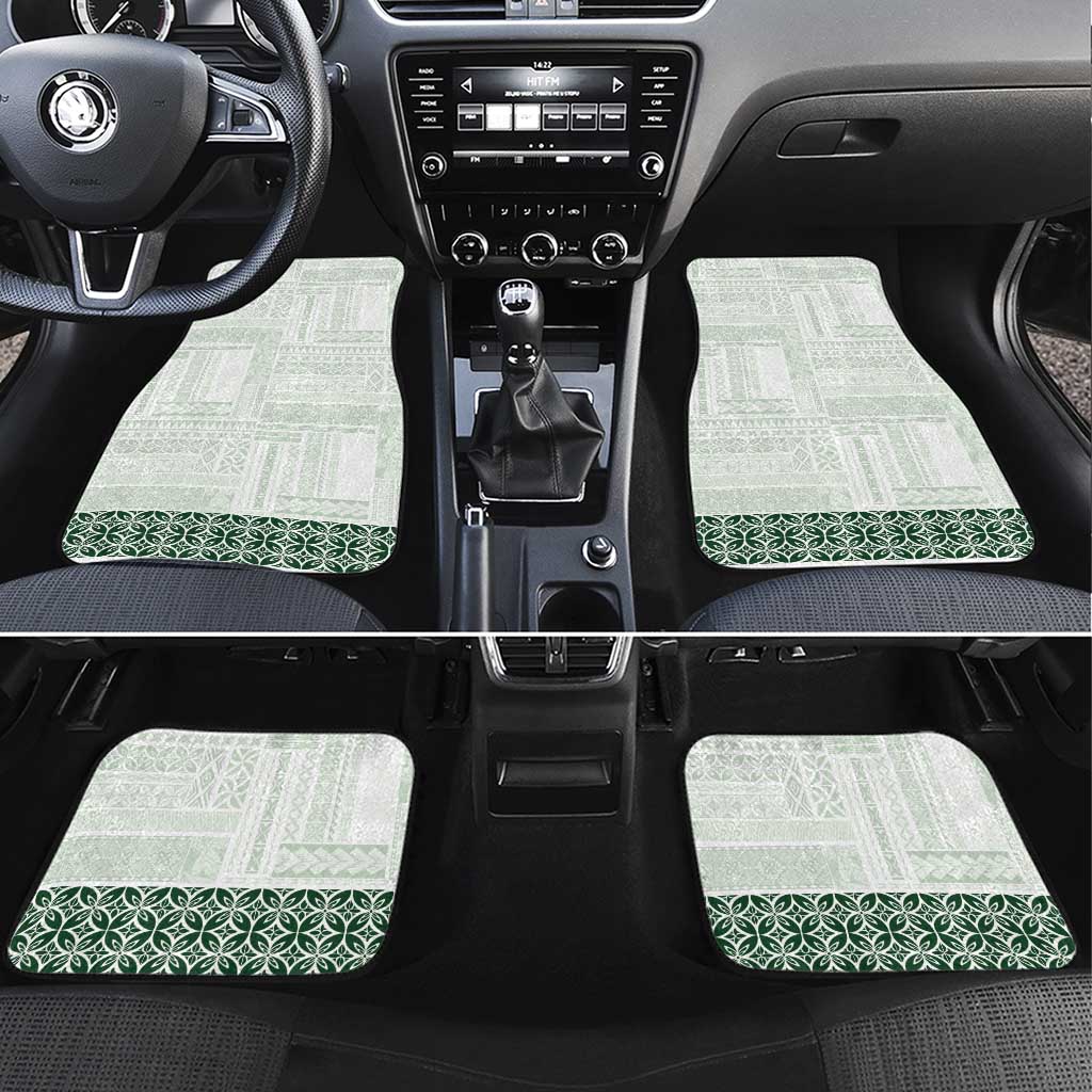 Samoa Siapo Green Trimmed Car Mats Samoa White Sunday - Polynesian Pride