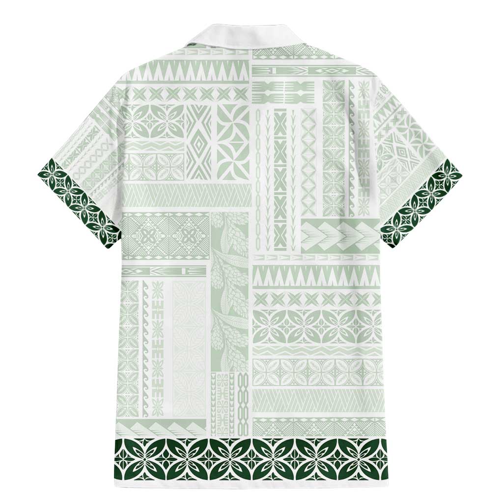 Samoa Siapo Green Trimmed Family Matching Mermaid Dress and Hawaiian Shirt Samoa White Sunday - Polynesian Pride