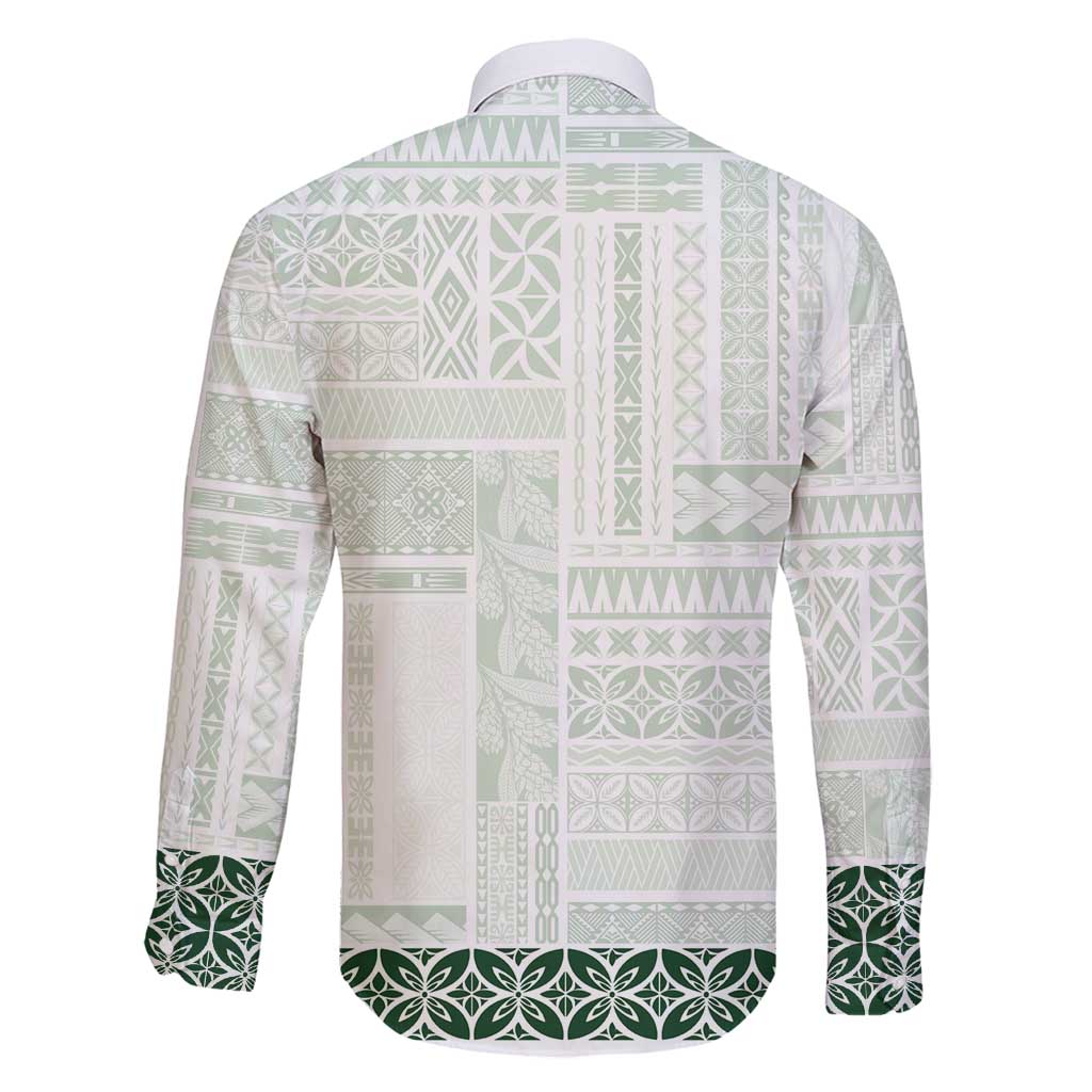 Samoa Siapo Green Trimmed Family Matching Puletasi and Hawaiian Shirt Samoa White Sunday - Polynesian Pride