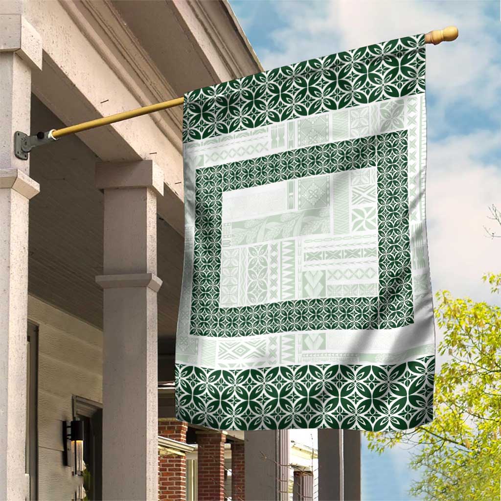 Samoa Siapo Green Trimmed Garden Flag Samoa White Sunday - Polynesian Pride