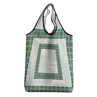 Samoa Siapo Green Trimmed Grocery Bag Samoa White Sunday - Polynesian Pride