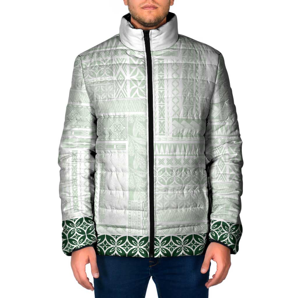 Samoa Siapo Green Trimmed Padded Jacket Samoa White Sunday - Polynesian Pride