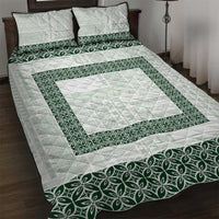 Samoa Siapo Green Trimmed Quilt Bed Set Samoa White Sunday - Polynesian Pride