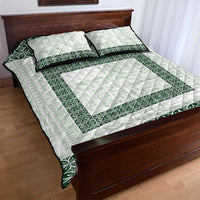 Samoa Siapo Green Trimmed Quilt Bed Set Samoa White Sunday - Polynesian Pride