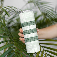 Samoa Siapo Green Trimmed Skinny Tumbler Samoa White Sunday - Polynesian Pride