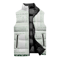 Samoa Siapo Green Trimmed Sleeveless Puffer Jacket Samoa White Sunday - Polynesian Pride
