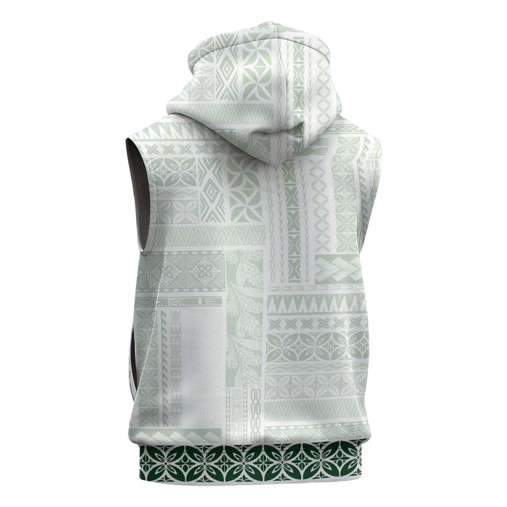 Samoa Siapo Green Trimmed Sleeveless Zip Hoodie Samoa White Sunday - Polynesian Pride