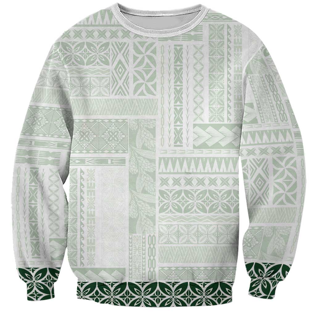 Samoa Siapo Green Trimmed Sweatshirt Samoa White Sunday - Polynesian Pride