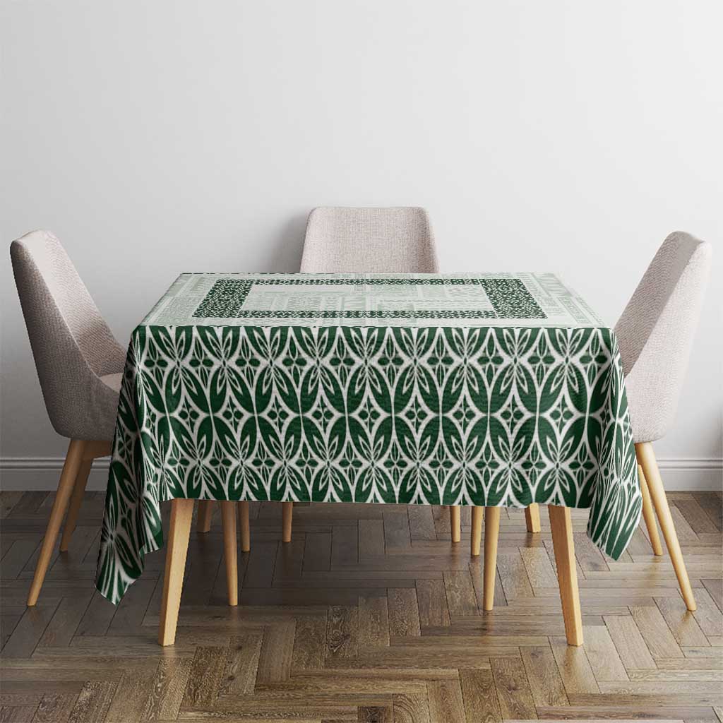 Samoa Siapo Green Trimmed Tablecloth Samoa White Sunday - Polynesian Pride