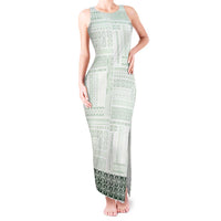 Samoa Siapo Green Trimmed Tank Maxi Dress Samoa White Sunday - Polynesian Pride