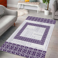 Samoa Siapo Purple Trimmed Area Rug Samoa White Sunday - Polynesian Pride