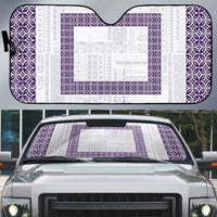 Samoa Siapo Purple Trimmed Auto Sun Shade Samoa White Sunday - Polynesian Pride
