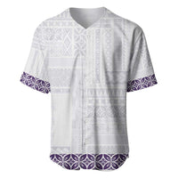 Samoa Siapo Purple Trimmed Baseball Jersey Samoa White Sunday - Polynesian Pride