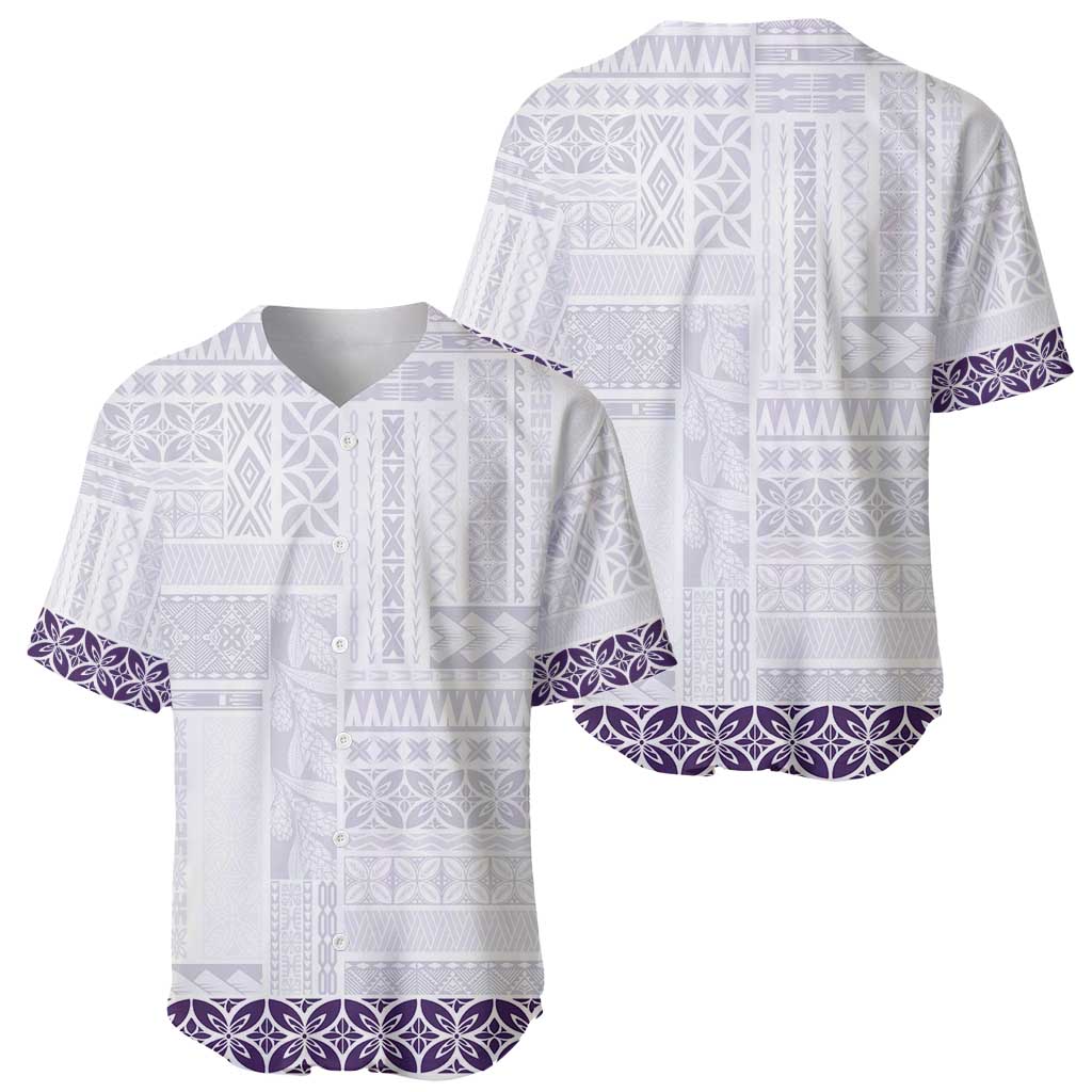 Samoa Siapo Purple Trimmed Baseball Jersey Samoa White Sunday - Polynesian Pride