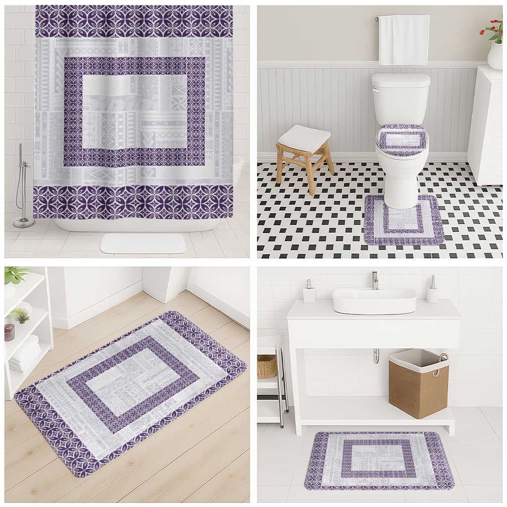 Samoa Siapo Purple Trimmed Bathroom Set Samoa White Sunday - Polynesian Pride