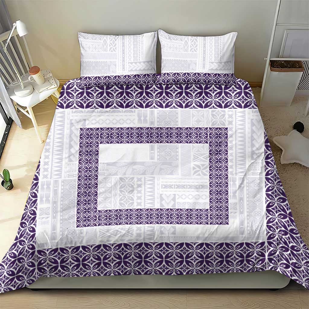 Samoa Siapo Purple Trimmed Bedding Set Samoa White Sunday - Polynesian Pride
