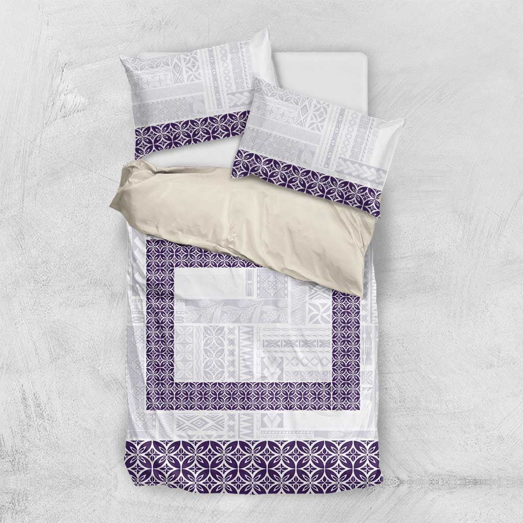 Samoa Siapo Purple Trimmed Bedding Set Samoa White Sunday - Polynesian Pride