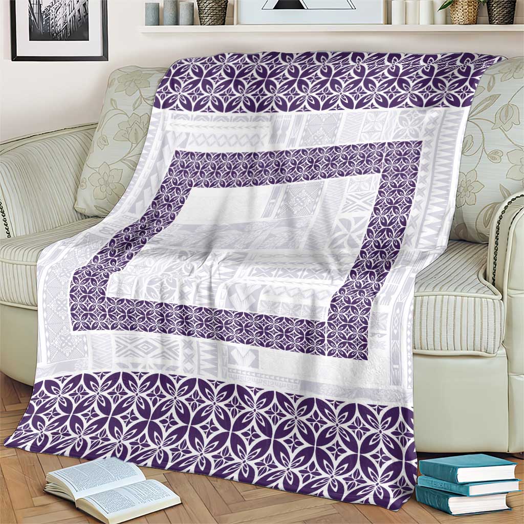Samoa Siapo Purple Trimmed Blanket Samoa White Sunday - Polynesian Pride