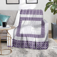 Samoa Siapo Purple Trimmed Blanket Samoa White Sunday - Polynesian Pride