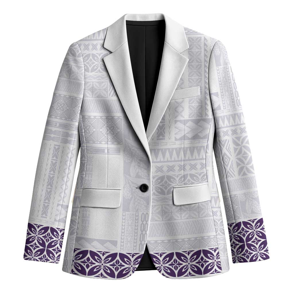 Samoa Siapo Purple Trimmed Blazer Samoa White Sunday - Polynesian Pride