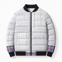 Samoa Siapo Purple Trimmed Bomber Puffer Jacket Samoa White Sunday - Polynesian Pride