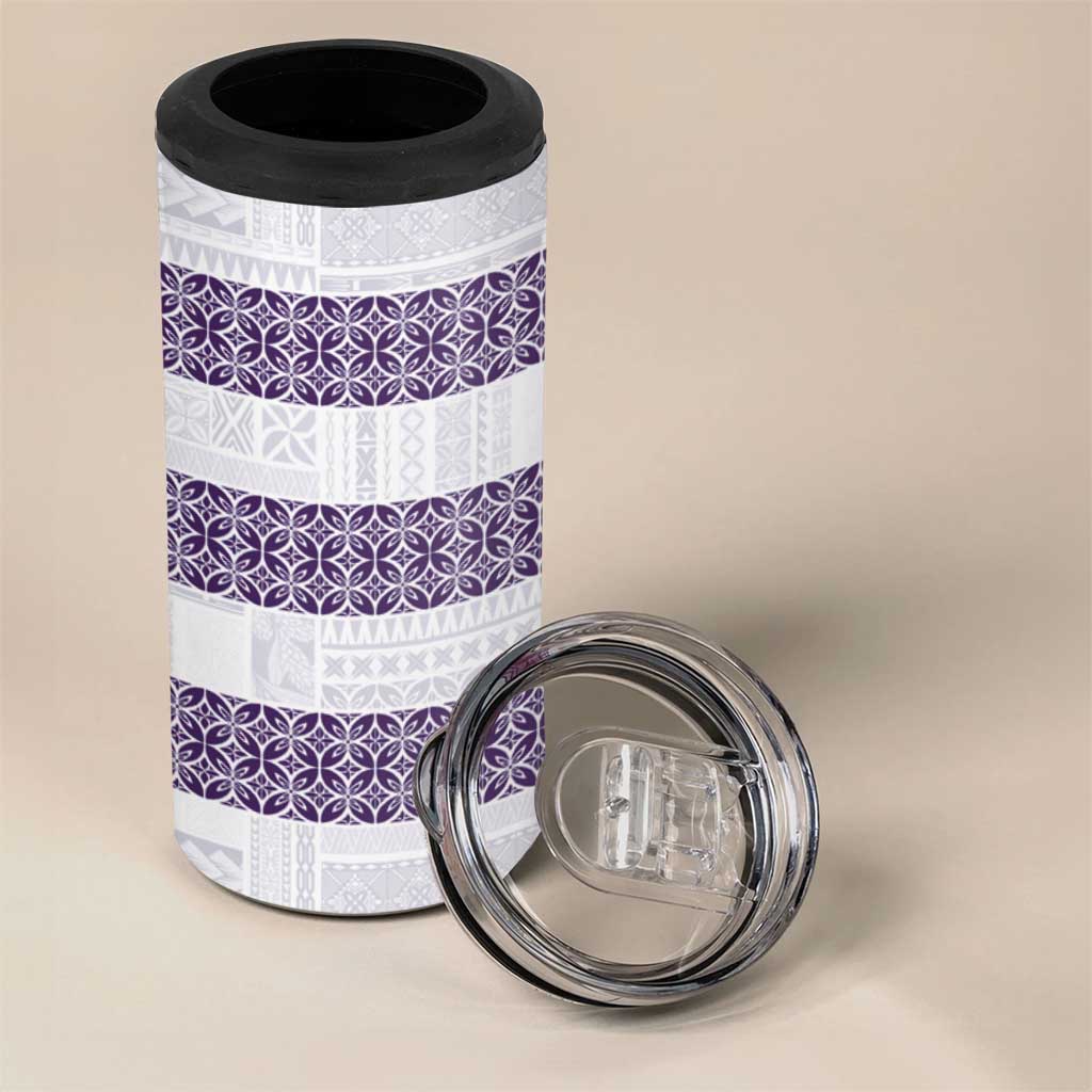 Samoa Siapo Purple Trimmed 4 in 1 Can Cooler Tumbler Samoa White Sunday - Polynesian Pride