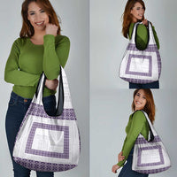 Samoa Siapo Purple Trimmed Grocery Bag Samoa White Sunday - Polynesian Pride