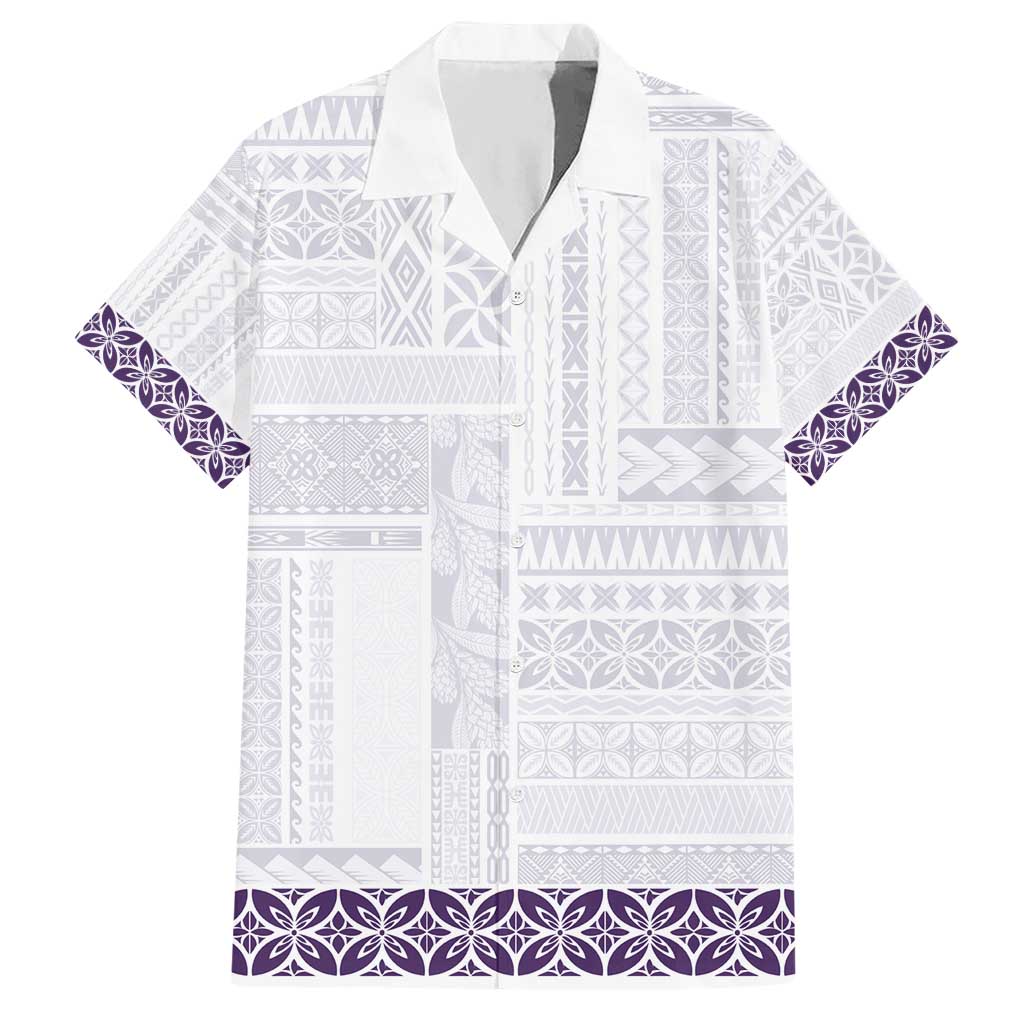 Samoa Siapo Purple Trimmed Hawaiian Shirt Samoa White Sunday - Polynesian Pride