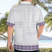 Samoa Siapo Purple Trimmed Hawaiian Shirt Samoa White Sunday - Polynesian Pride
