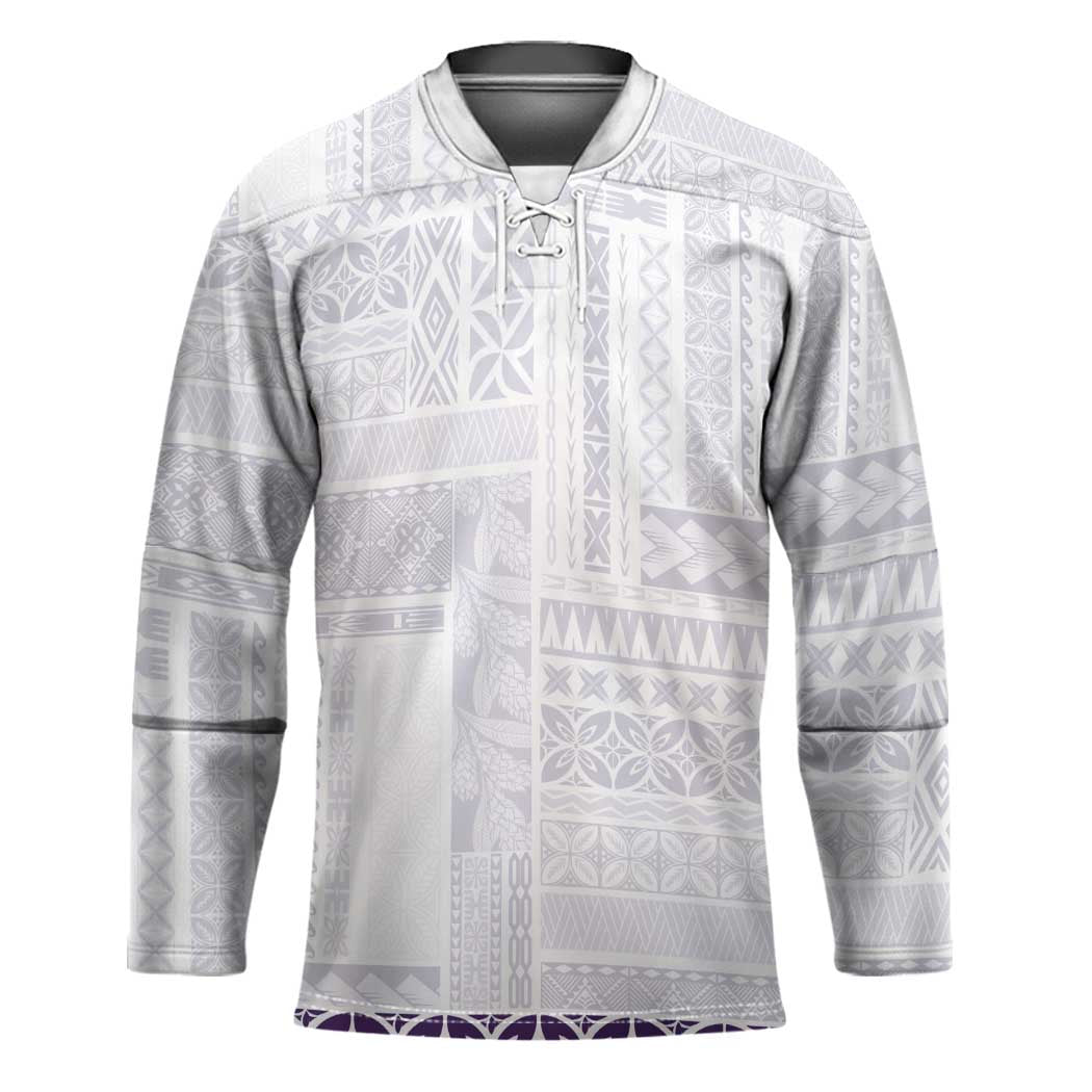 Samoa Siapo Purple Trimmed Hockey Jersey Samoa White Sunday - Polynesian Pride
