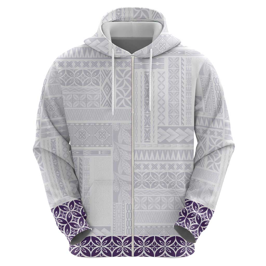 Samoa Siapo Purple Trimmed Hoodie Samoa White Sunday - Polynesian Pride