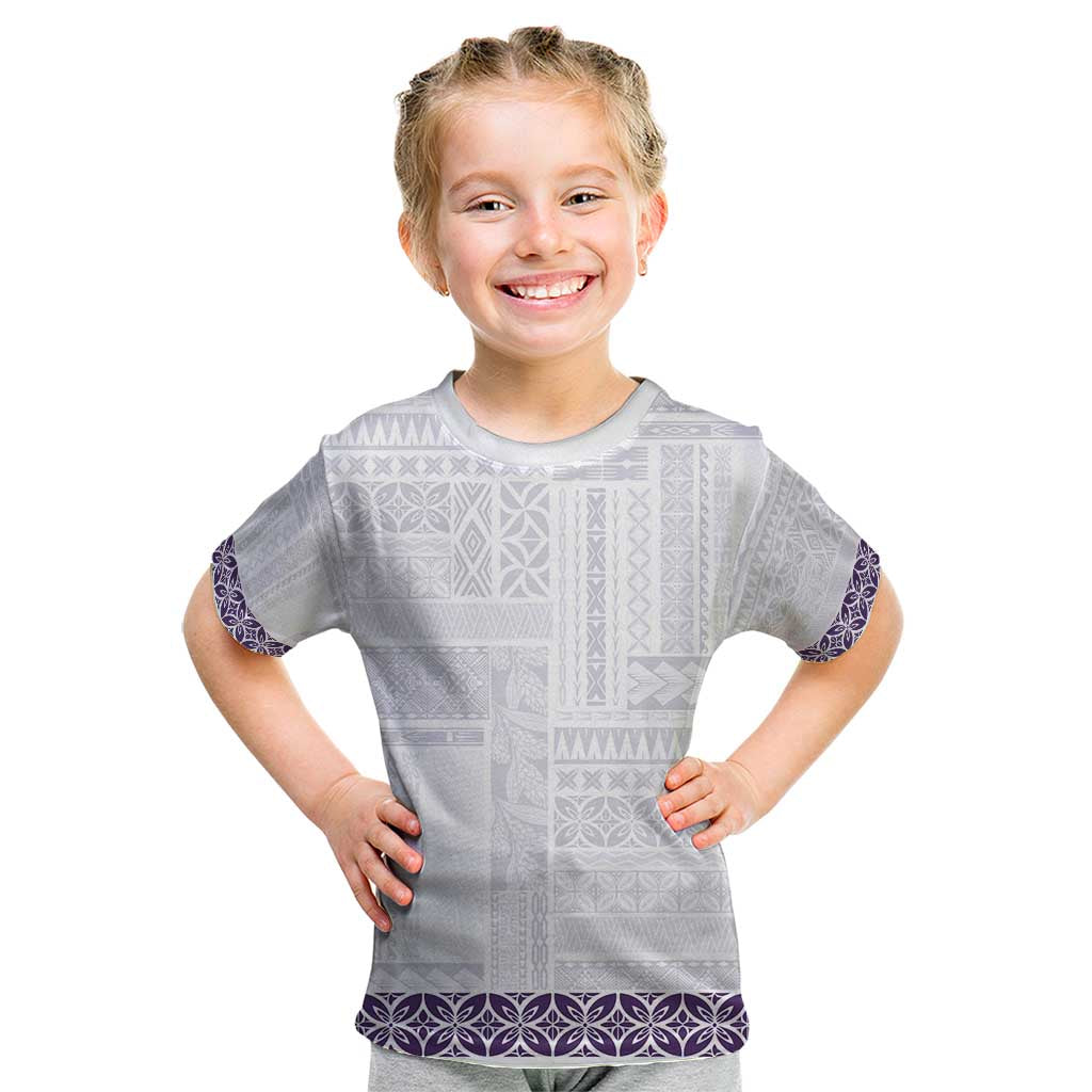 Samoa Siapo Purple Trimmed Kid T Shirt Samoa White Sunday - Polynesian Pride