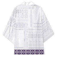 Samoa Siapo Purple Trimmed Kimono Samoa White Sunday - Polynesian Pride