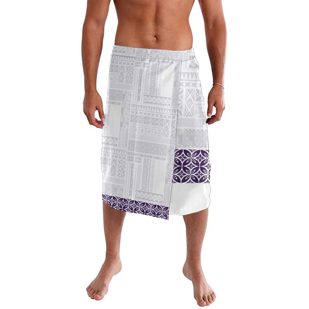 Samoa Siapo Purple Trimmed Lavalava Samoa White Sunday - Polynesian Pride