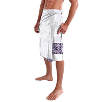Samoa Siapo Purple Trimmed Lavalava Samoa White Sunday - Polynesian Pride