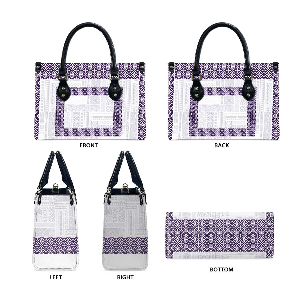 Samoa Siapo Purple Trimmed Leather Bag Samoa White Sunday - Polynesian Pride