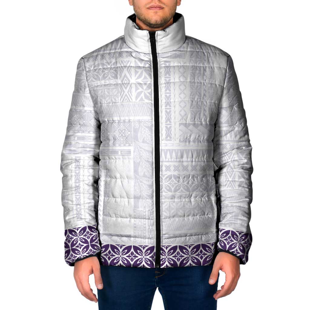 Samoa Siapo Purple Trimmed Padded Jacket Samoa White Sunday - Polynesian Pride