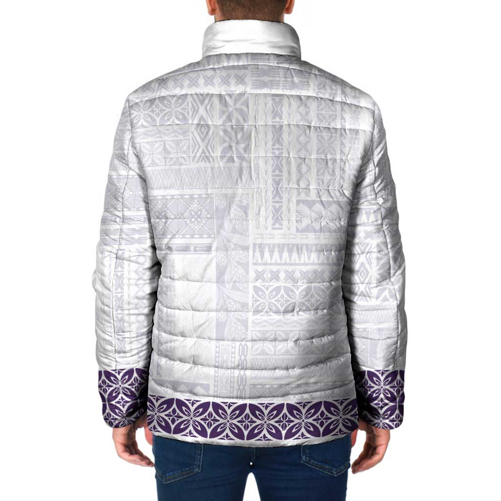 Samoa Siapo Purple Trimmed Padded Jacket Samoa White Sunday - Polynesian Pride