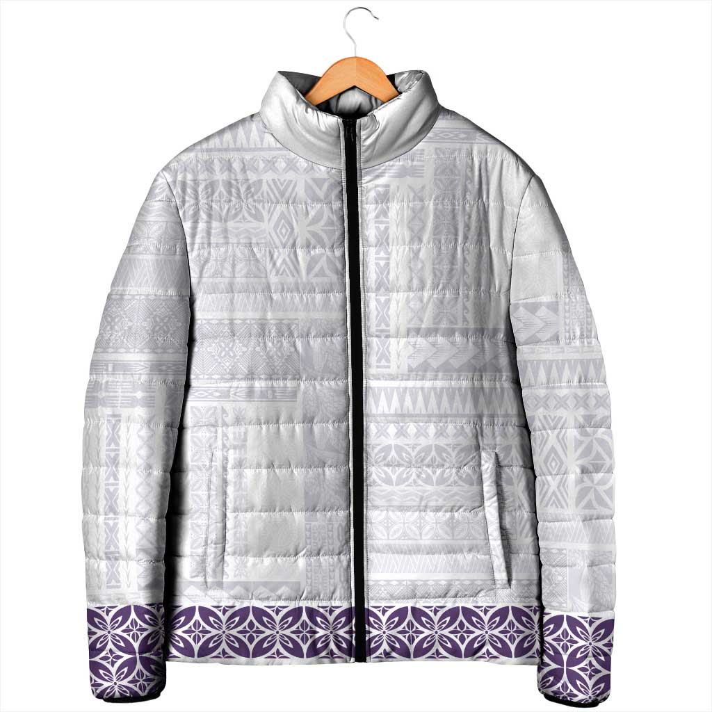 Samoa Siapo Purple Trimmed Padded Jacket Samoa White Sunday - Polynesian Pride