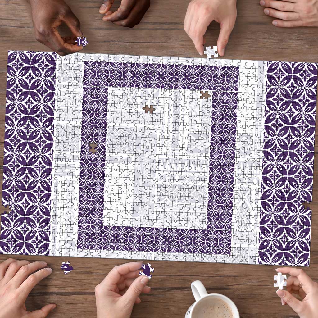 Samoa Siapo Purple Trimmed Puzzle Samoa White Sunday - Polynesian Pride