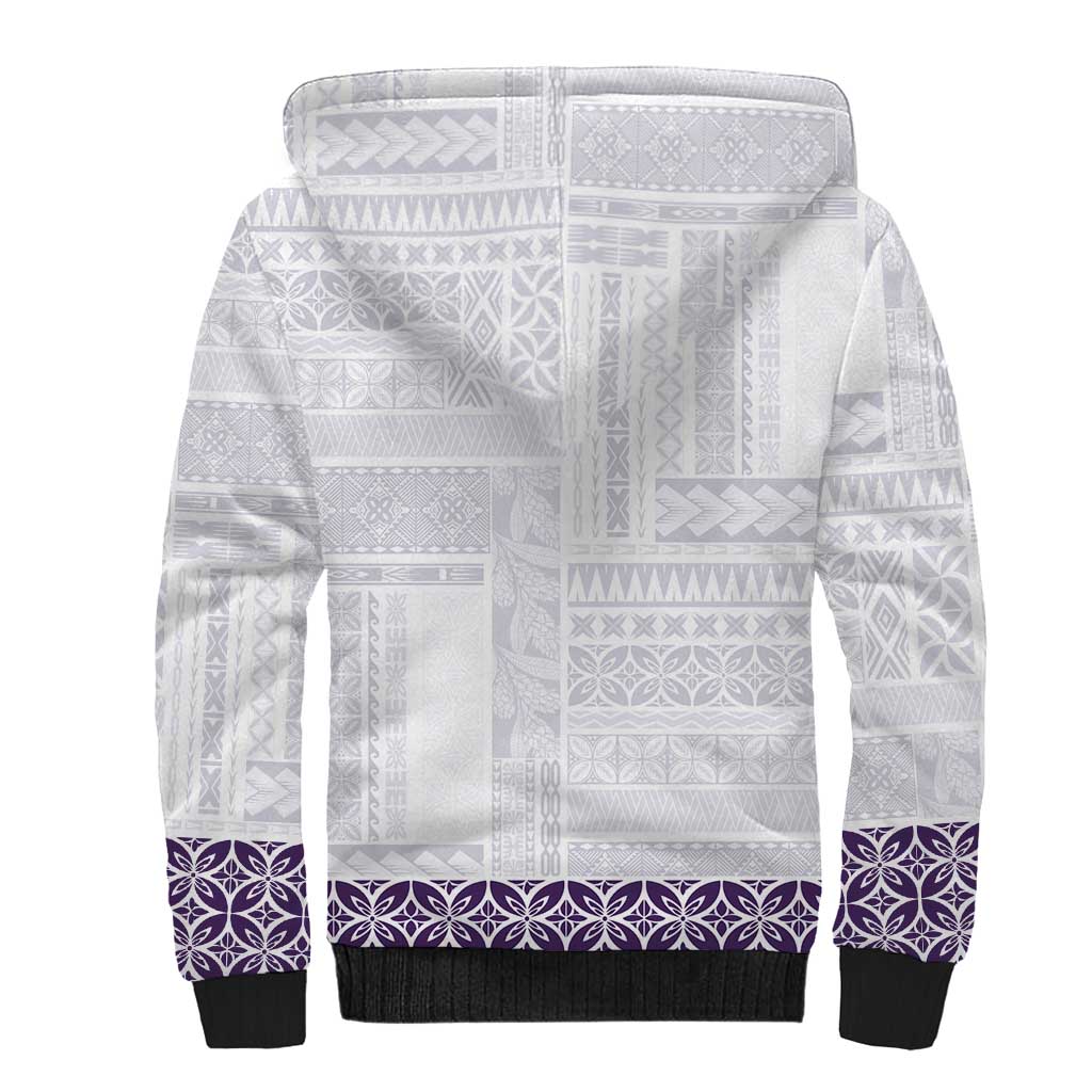 Samoa Siapo Purple Trimmed Sherpa Hoodie Samoa White Sunday - Polynesian Pride