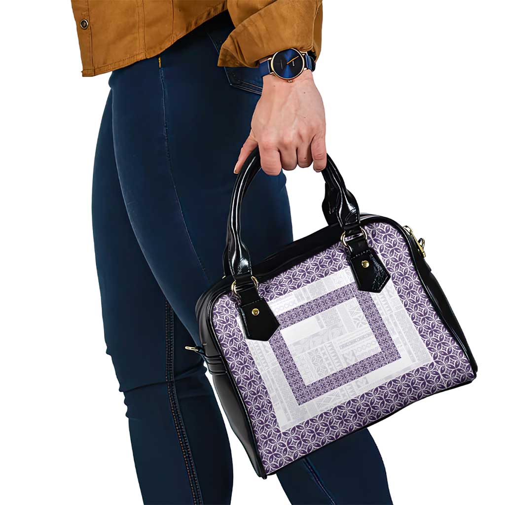 Samoa Siapo Purple Trimmed Shoulder Handbag Samoa White Sunday - Polynesian Pride