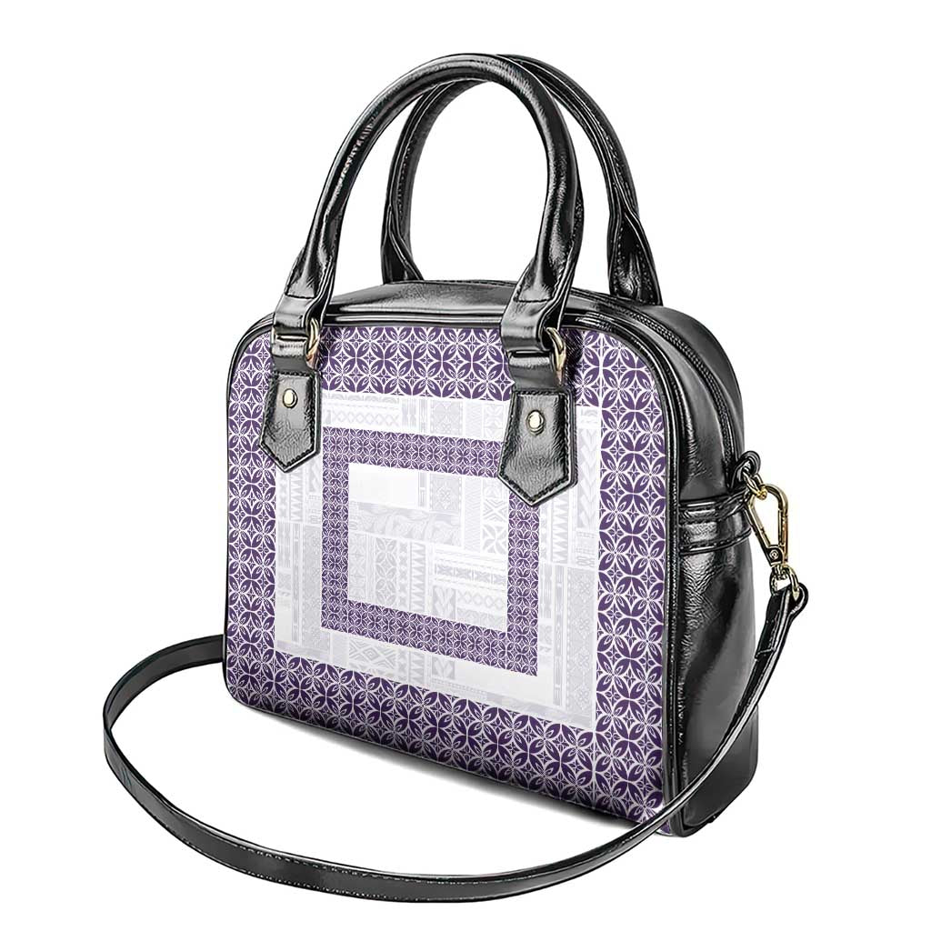 Samoa Siapo Purple Trimmed Shoulder Handbag Samoa White Sunday - Polynesian Pride
