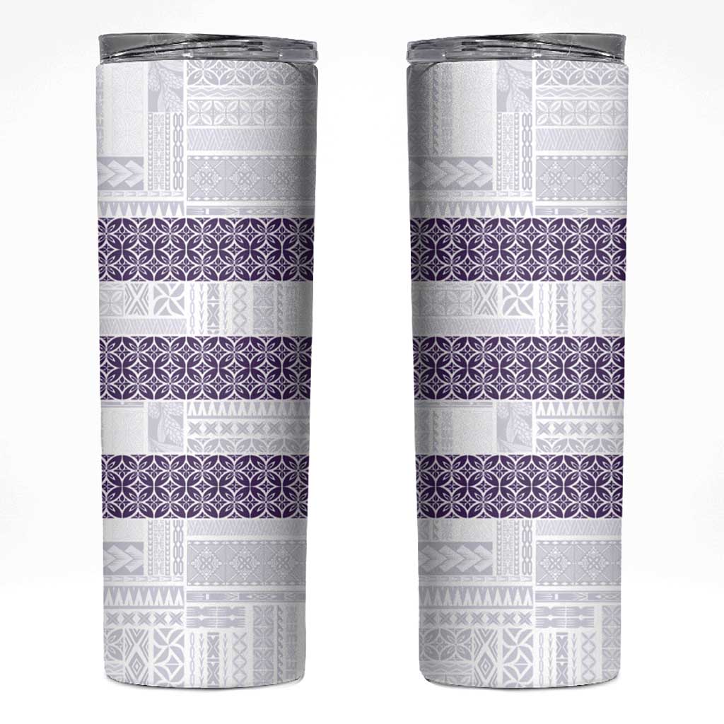 Samoa Siapo Purple Trimmed Skinny Tumbler Samoa White Sunday - Polynesian Pride
