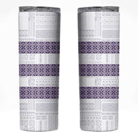 Samoa Siapo Purple Trimmed Skinny Tumbler Samoa White Sunday - Polynesian Pride