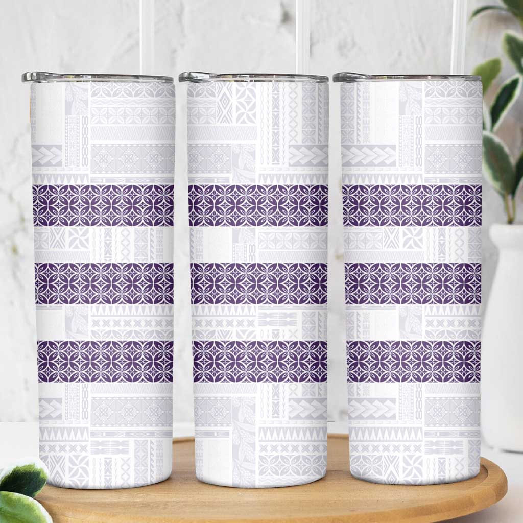 Samoa Siapo Purple Trimmed Skinny Tumbler Samoa White Sunday - Polynesian Pride