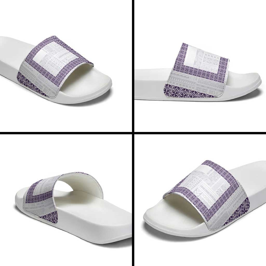 Samoa Siapo Purple Trimmed Slide Sandals Samoa White Sunday - Polynesian Pride